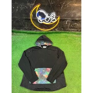 On The Byas Black Galaxy Print Hoodie Pullover Sweatshirt Men's‎ size Medium